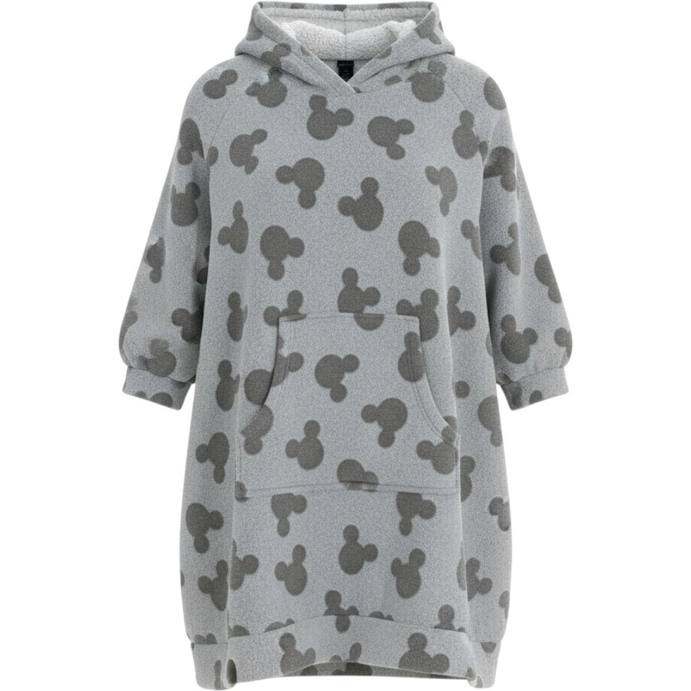 Disney Mickey Mouse Grey Fleece Faux Fur Hoodie Sweatshirt‎ Womens XL RN60766